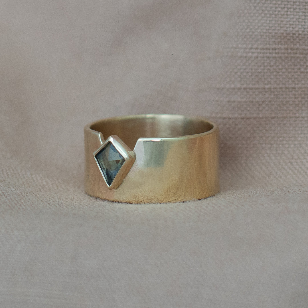 Crown Ring - 10k Gold and Teal Australian Sapphire