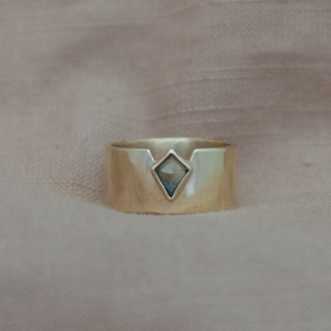Crown Ring - 10k Gold and Teal Australian Sapphire