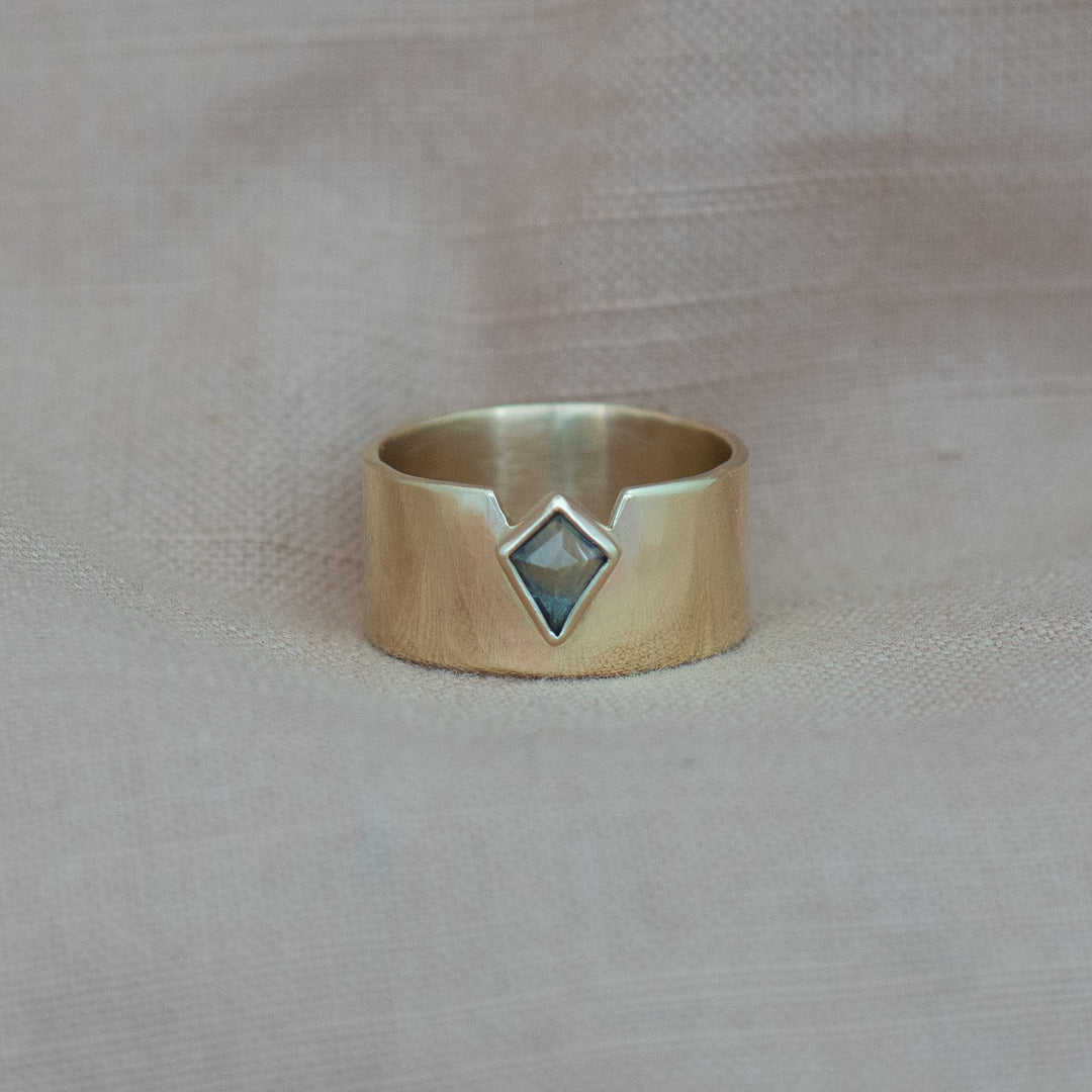 Crown Ring - 10k Gold and Teal Australian Sapphire