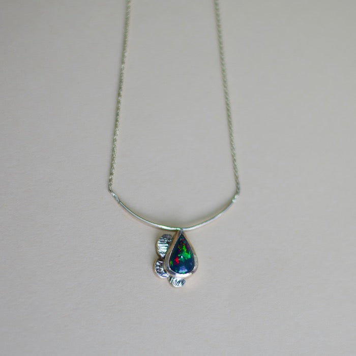 Black Opal and Gold Necklace