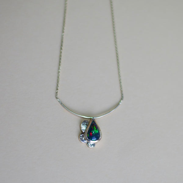 Black Opal and Gold Necklace - One Of A Kind