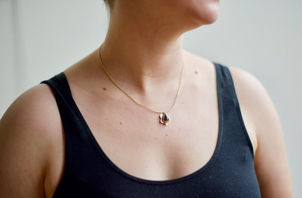 Black Opal and Gold Necklace - One Of A Kind