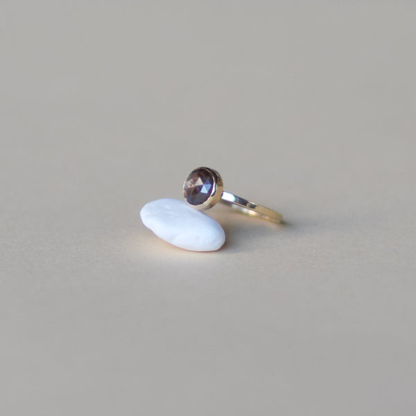 Gold Sheen Sapphire Solitaire Ring