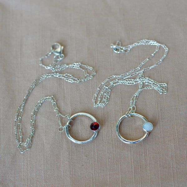 Organic Circle Necklace - Silver