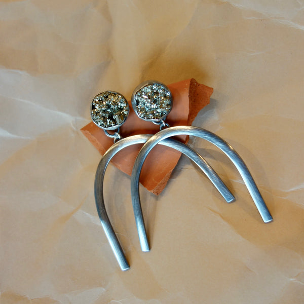 Pyrite Arch Earrings