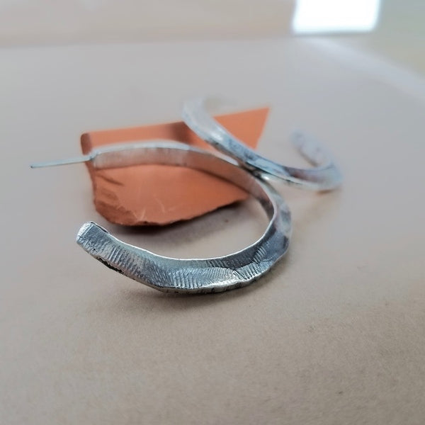Textured Hoops - Silver