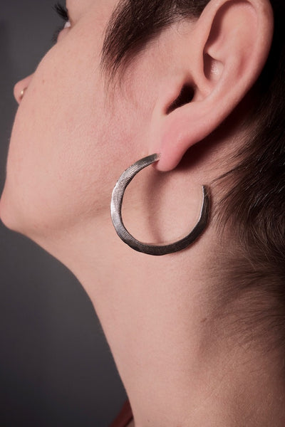 Textured Hoops - Silver