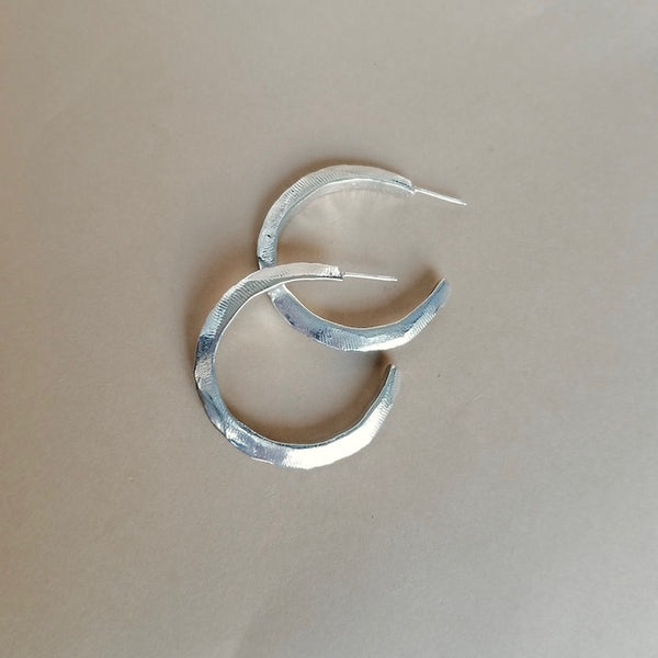 Textured Hoops - Silver