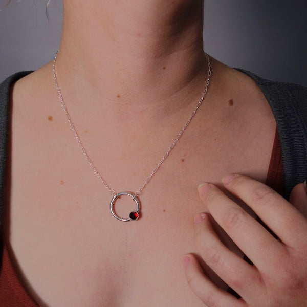 Organic Circle Necklace - Silver