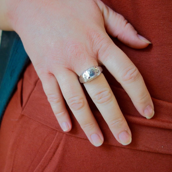 Weathered Signet Ring - Silver