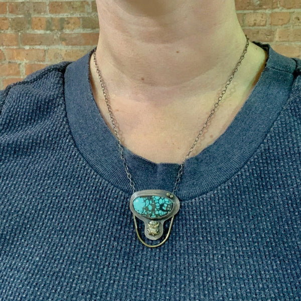 Turquoise and Pyrite Short Necklace