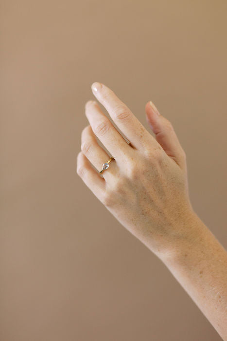 White Topaz Pear Solitaire Ring