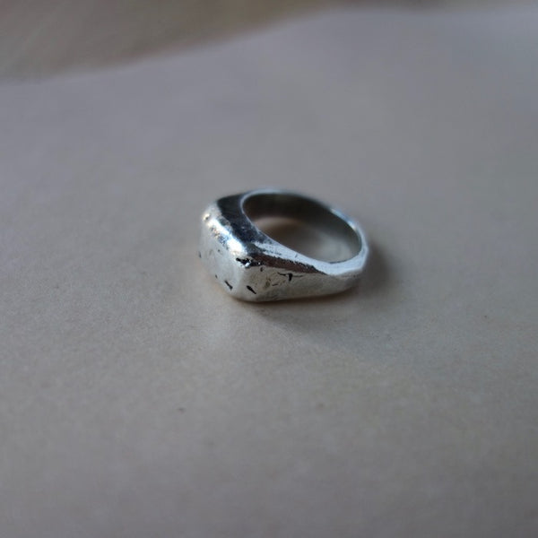 Weathered Signet Ring - Silver