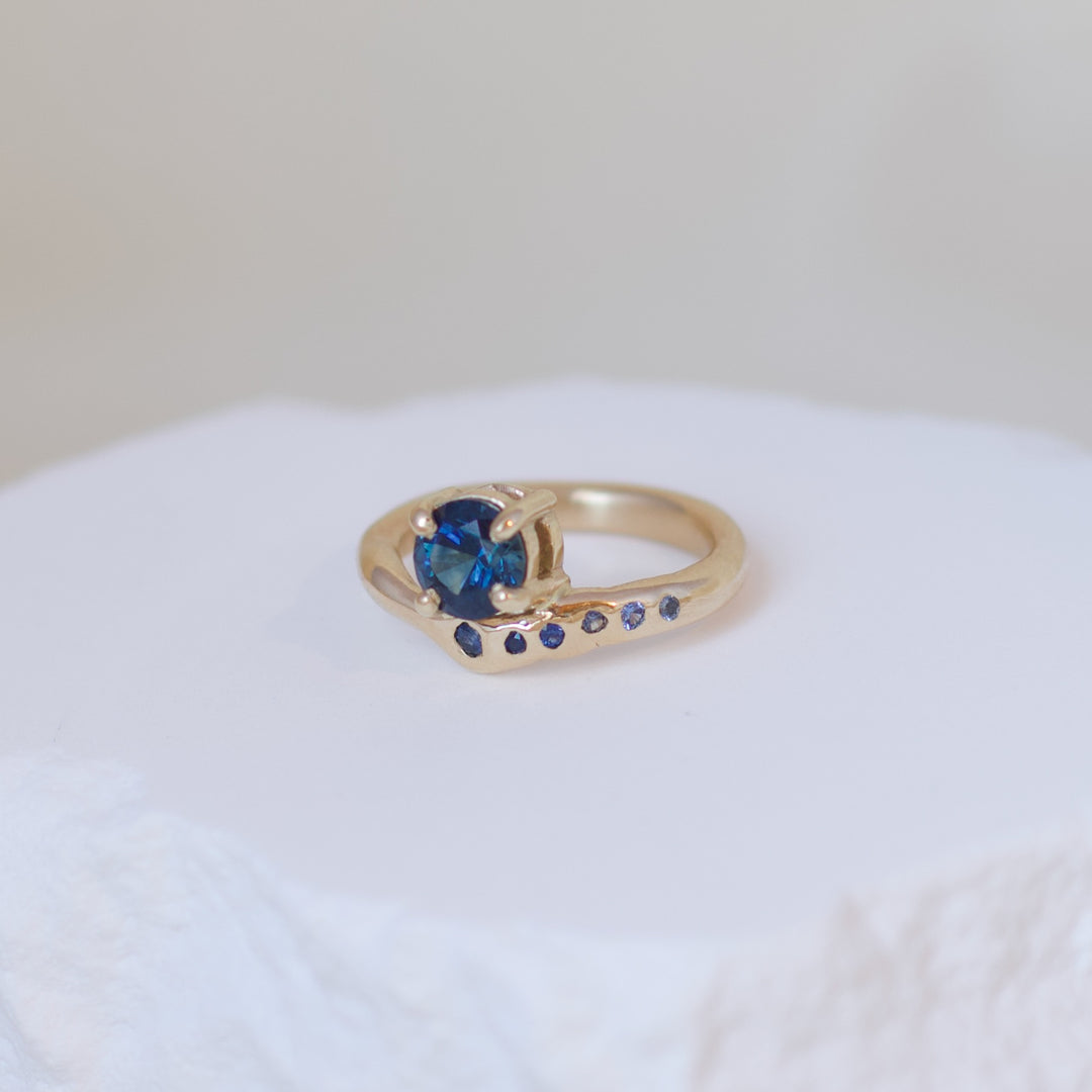 North Star Ring - Montana Sapphire and 14k Yellow Gold