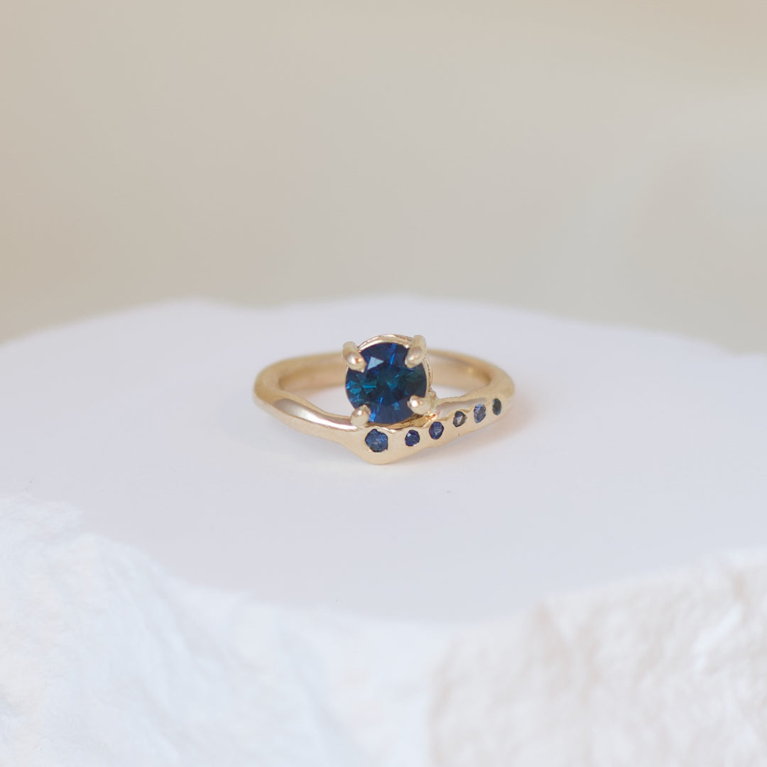 North Star Ring - Montana Sapphire and 14k Yellow Gold