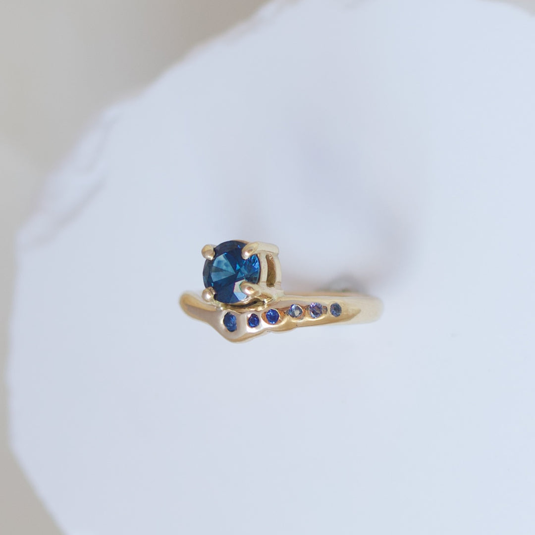 North Star Ring - Montana Sapphire and 14k Yellow Gold