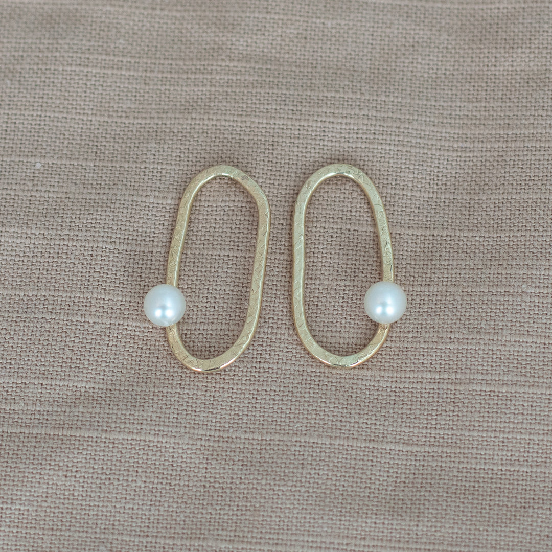 Modern Pearl Earring - 14k Yellow Gold and Akoya Pearl