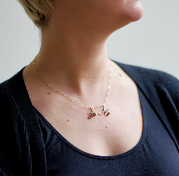 Silver Initial Monogram Charm Necklace - Handmade Custom Jewelry – Rebecca  Anne Handmade